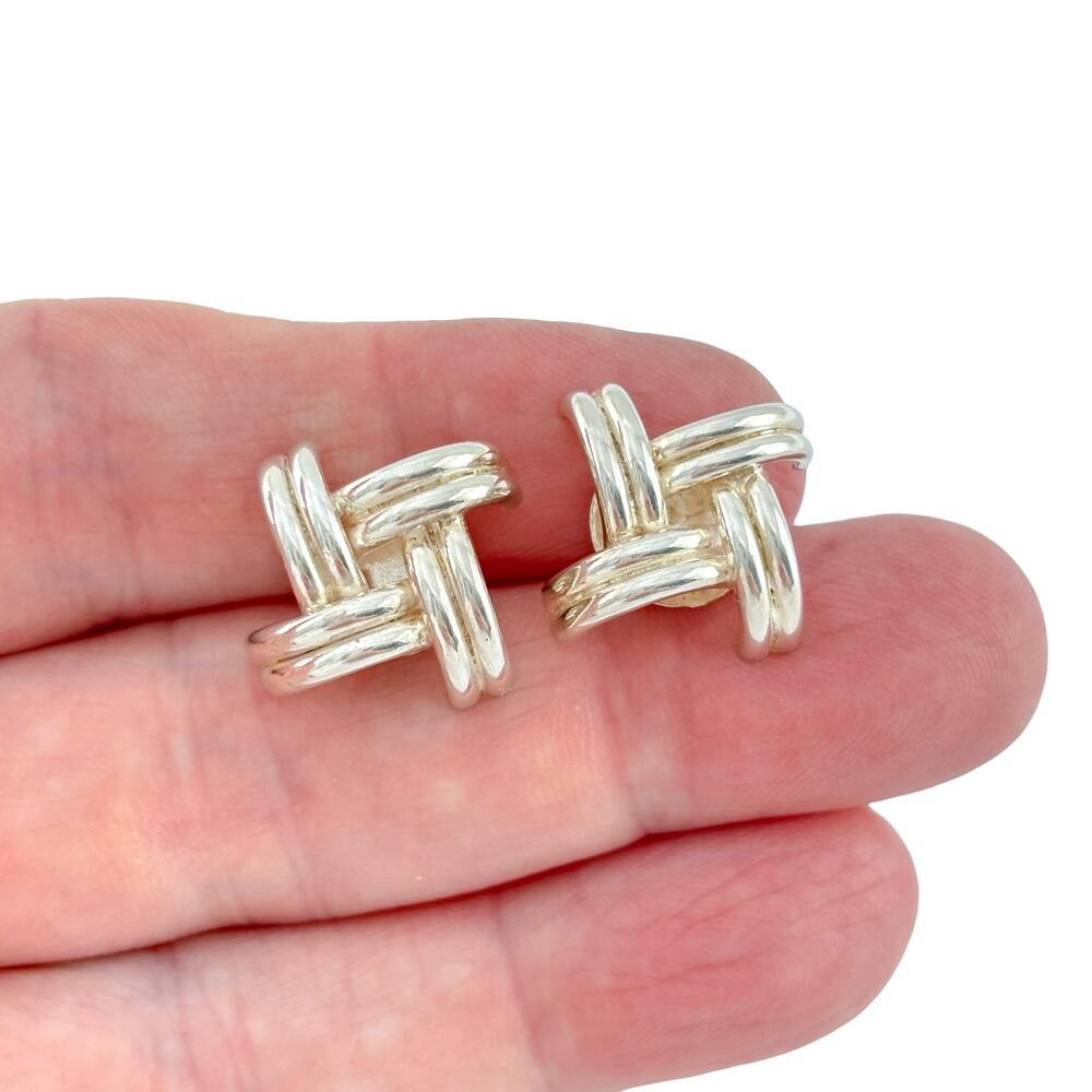 Vintage Sterling Silver 925 Woven Knot Earrings